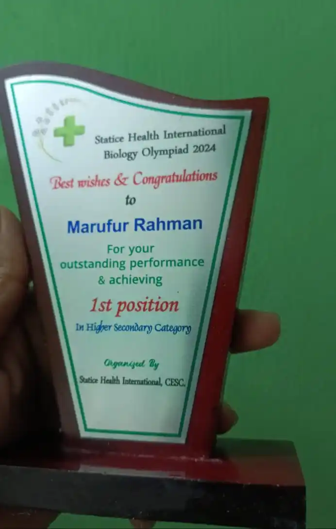 Statice Health International Biology Olympiad Certificate