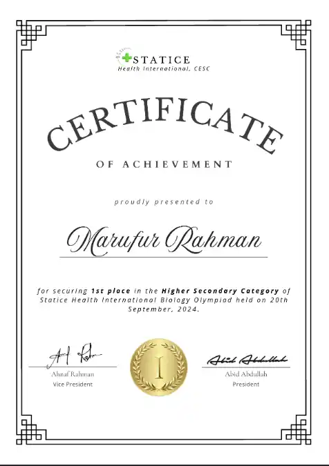 Another Biology Olympiad Certificate
