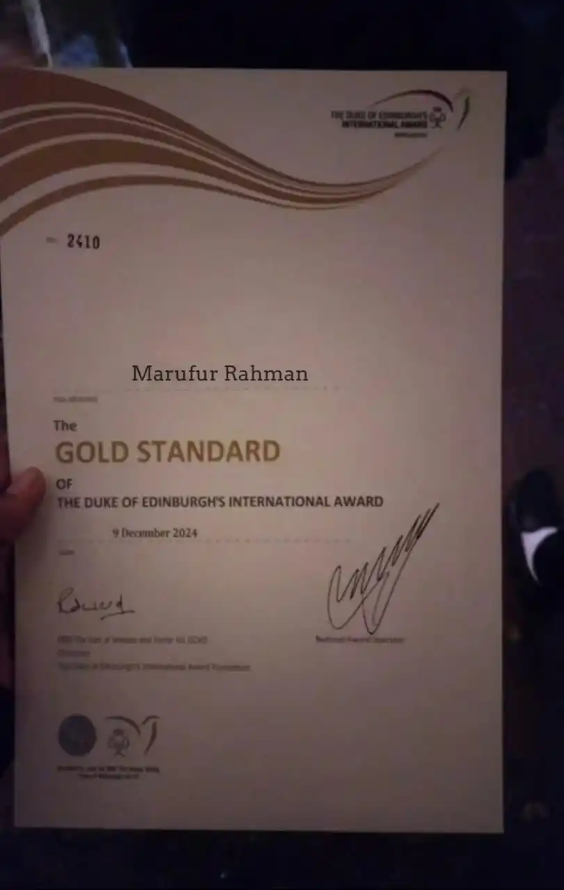 Duke of Edinburgh Award Certificate